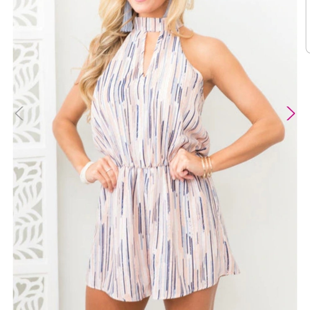 [NWT] Pink Lily Blush Patterned Romper